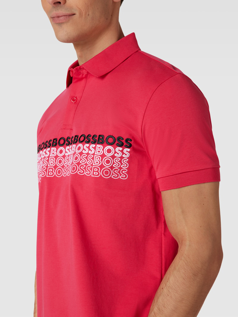Poloshirt mit Label-Stitching Modell 'Pavel' in pink
