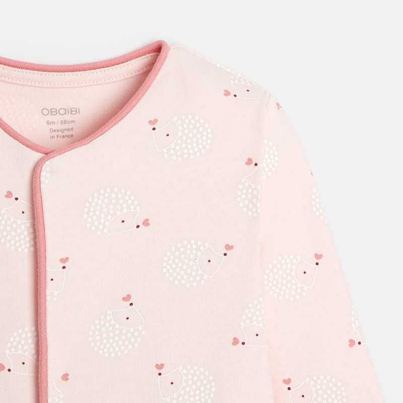 Dors-bien interlock hérissons rose bébé fille