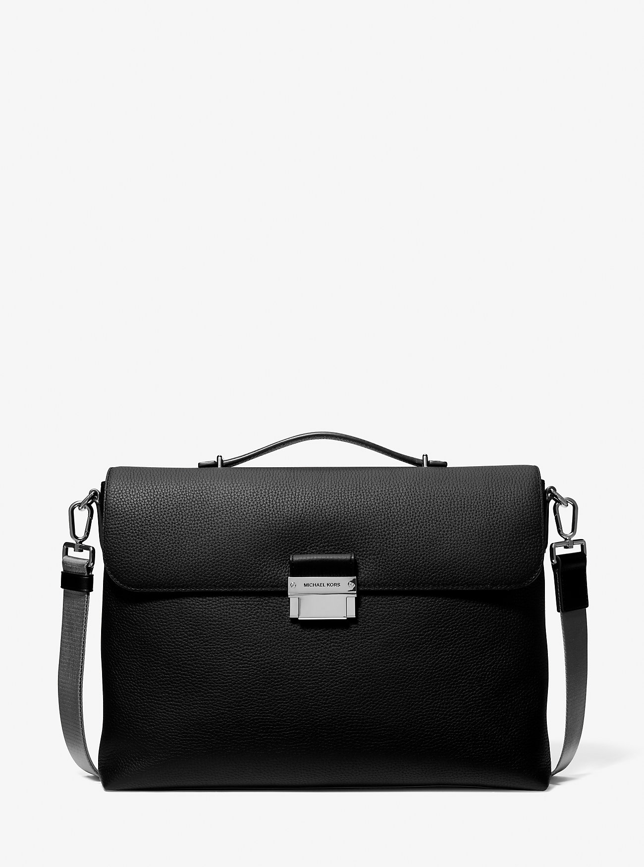 Hudson Pebbled Leather Briefcase - BLACK