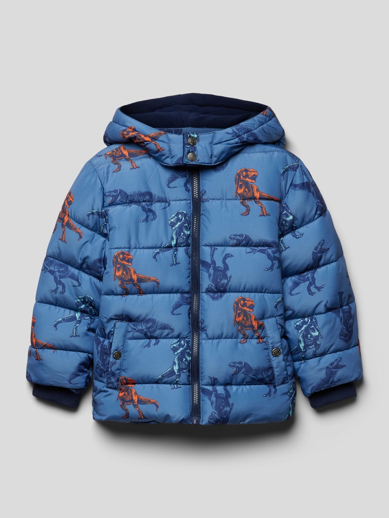 Steppjacke mit Allover-Muster in blau
