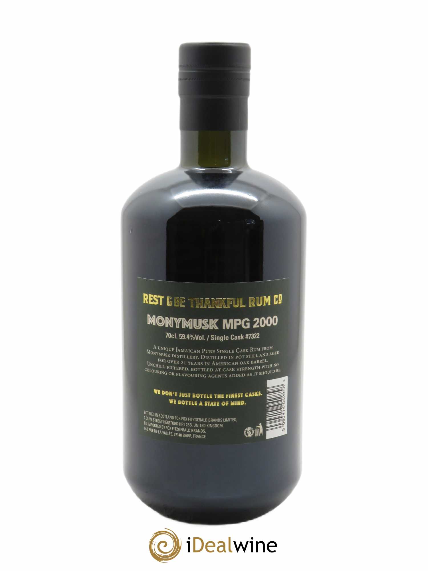Rum Monymusk MPG Single Cask Rest & Be thankful (70cl) 2000 - Lot de 1 Bouteille