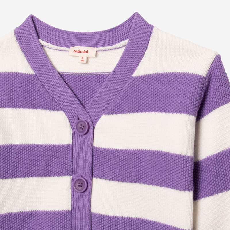 Cardigan fille tricot rayures violet Catimini