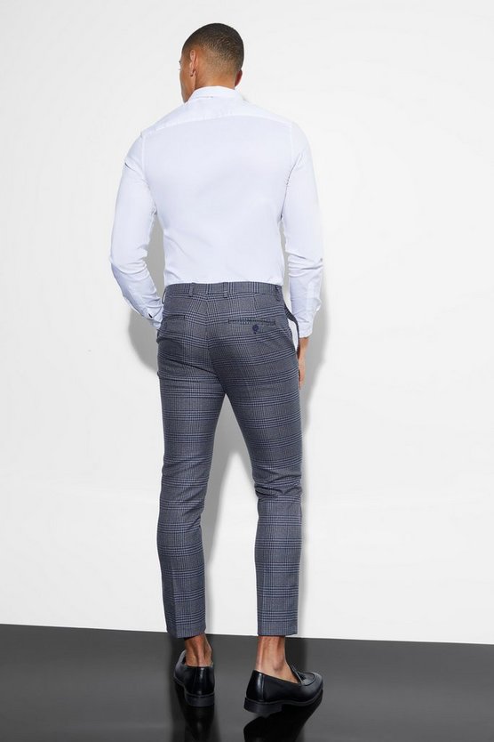 Kurze karierte Skinny Anzughose