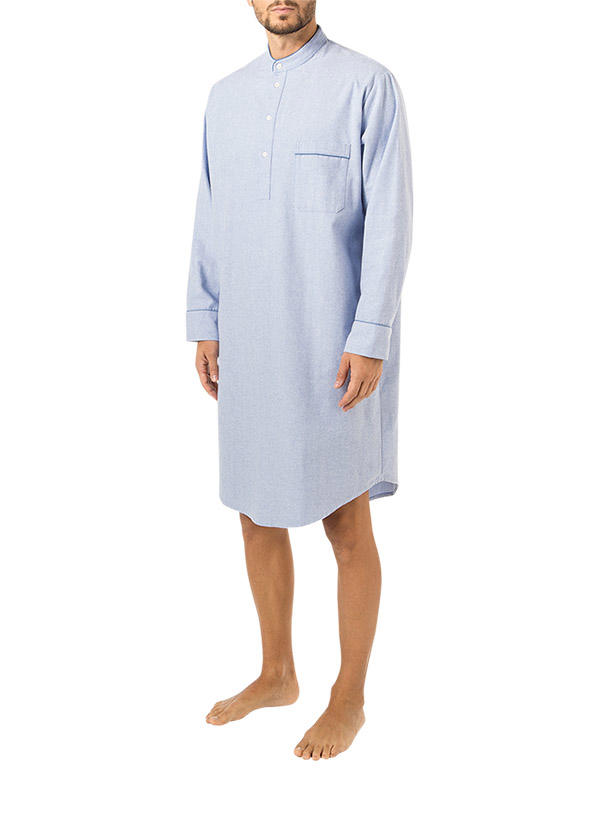 DEREK ROSE, Nachthemd, Flanell, bleu meliert