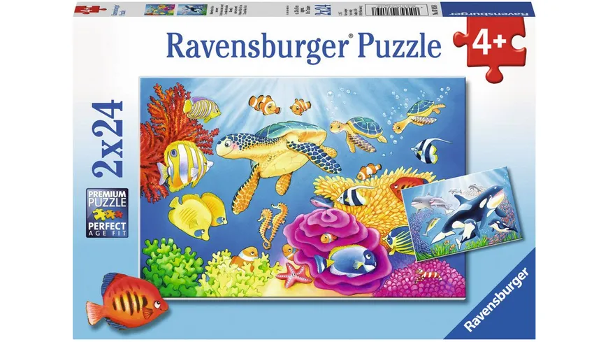 Ravensburger Puzzle - Kunterbunte Unterwasserwelt, 2x24 Teile
