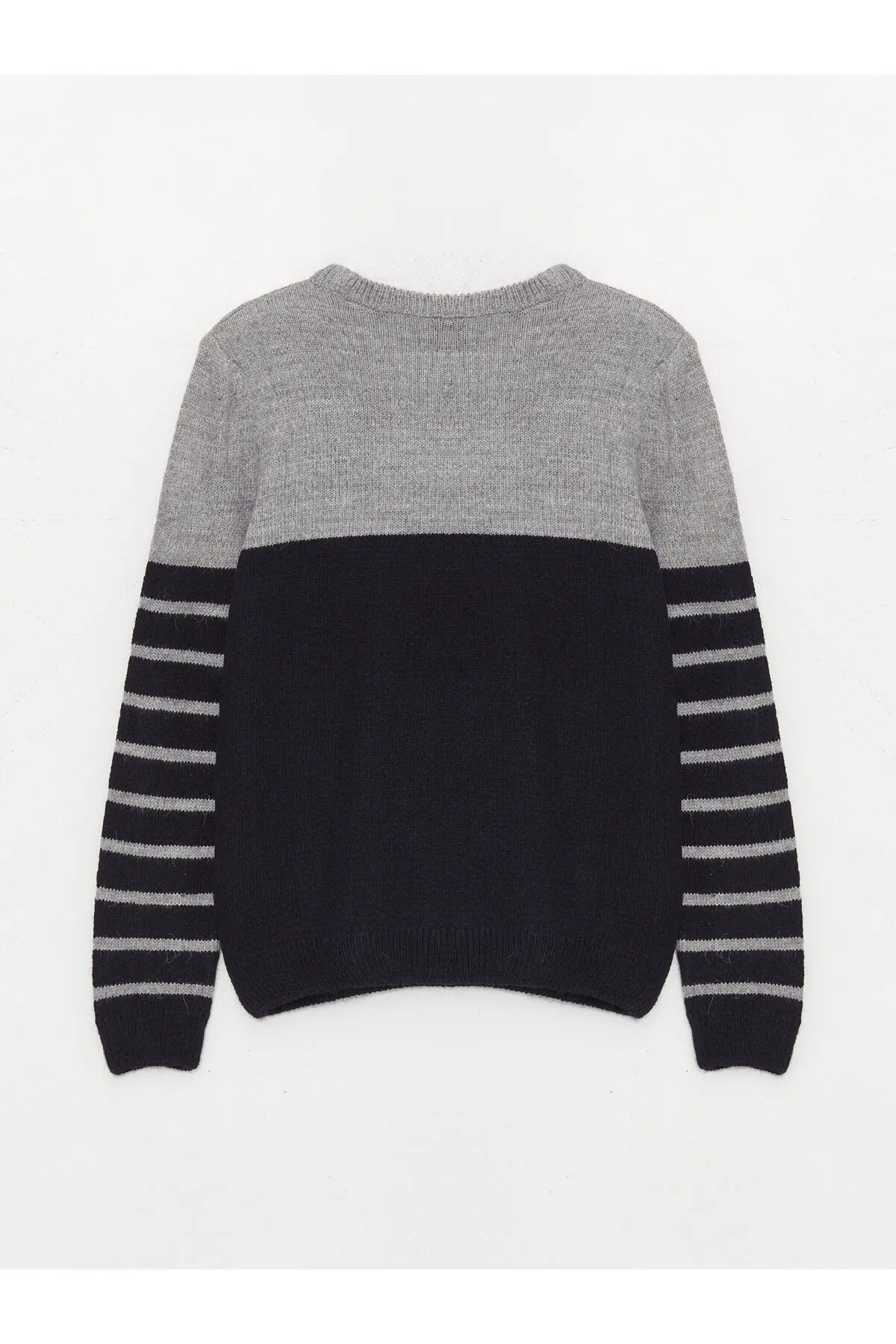 LC Waikiki  Gestreifter Langarm-Strickpullover für Jungen mit Rundhalsausschnitt