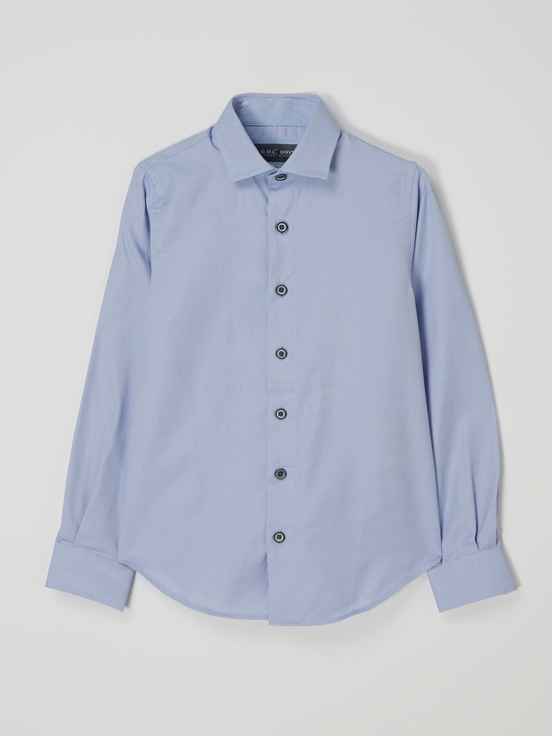 Slim Fit Hemd aus Baumwollmischung in bleu