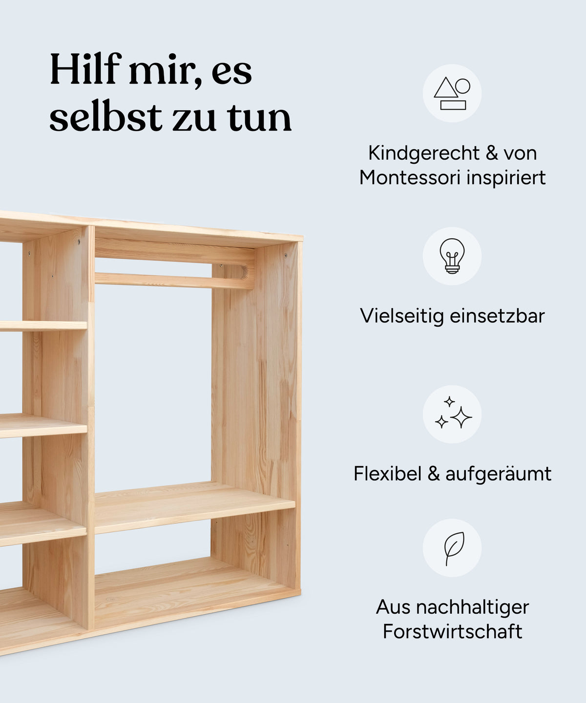 Montessori Kleiderschrank Kiefer