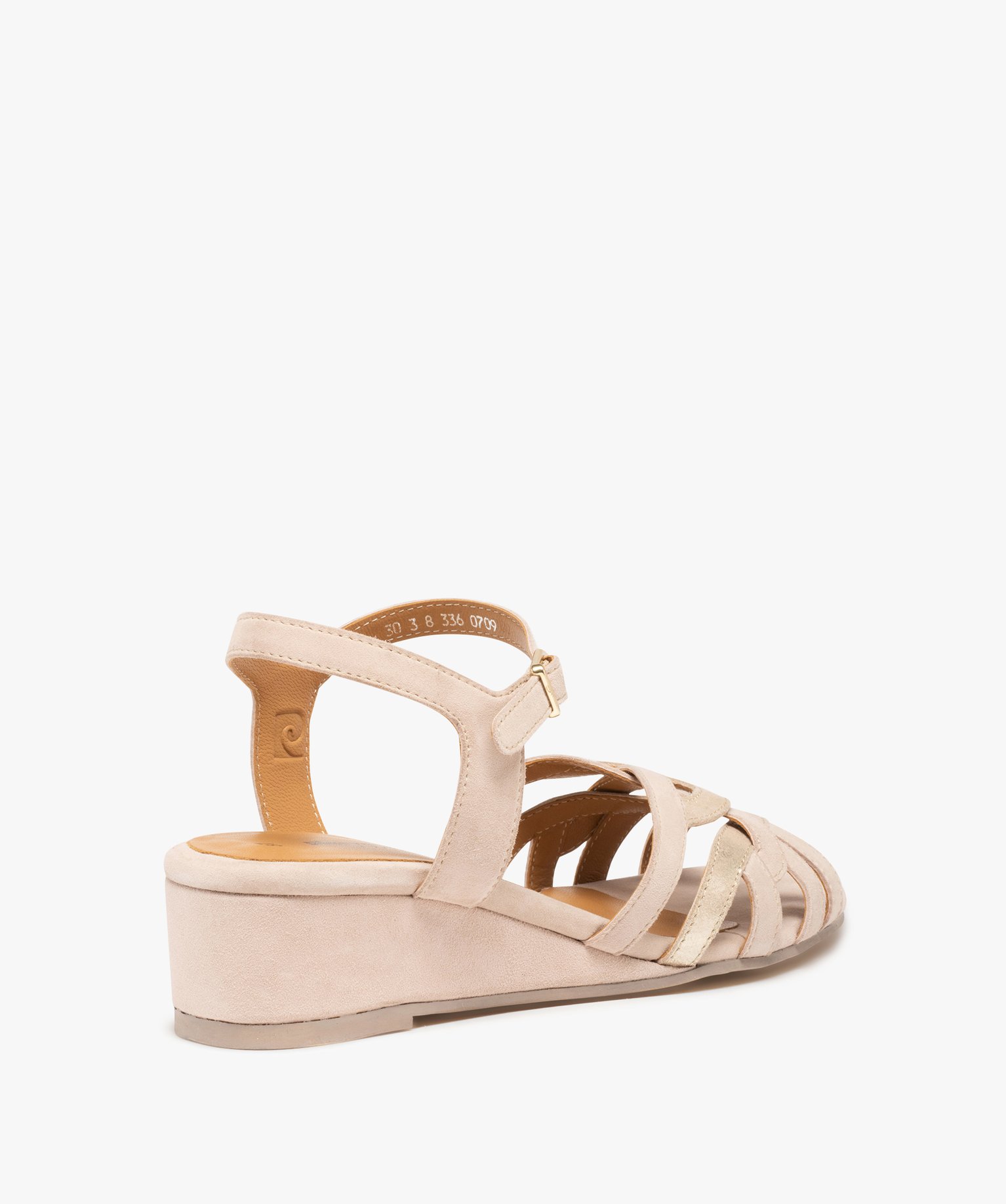 Sandales femme à talon dessus cuir brillant – Pierre Cardin beige | GEMO