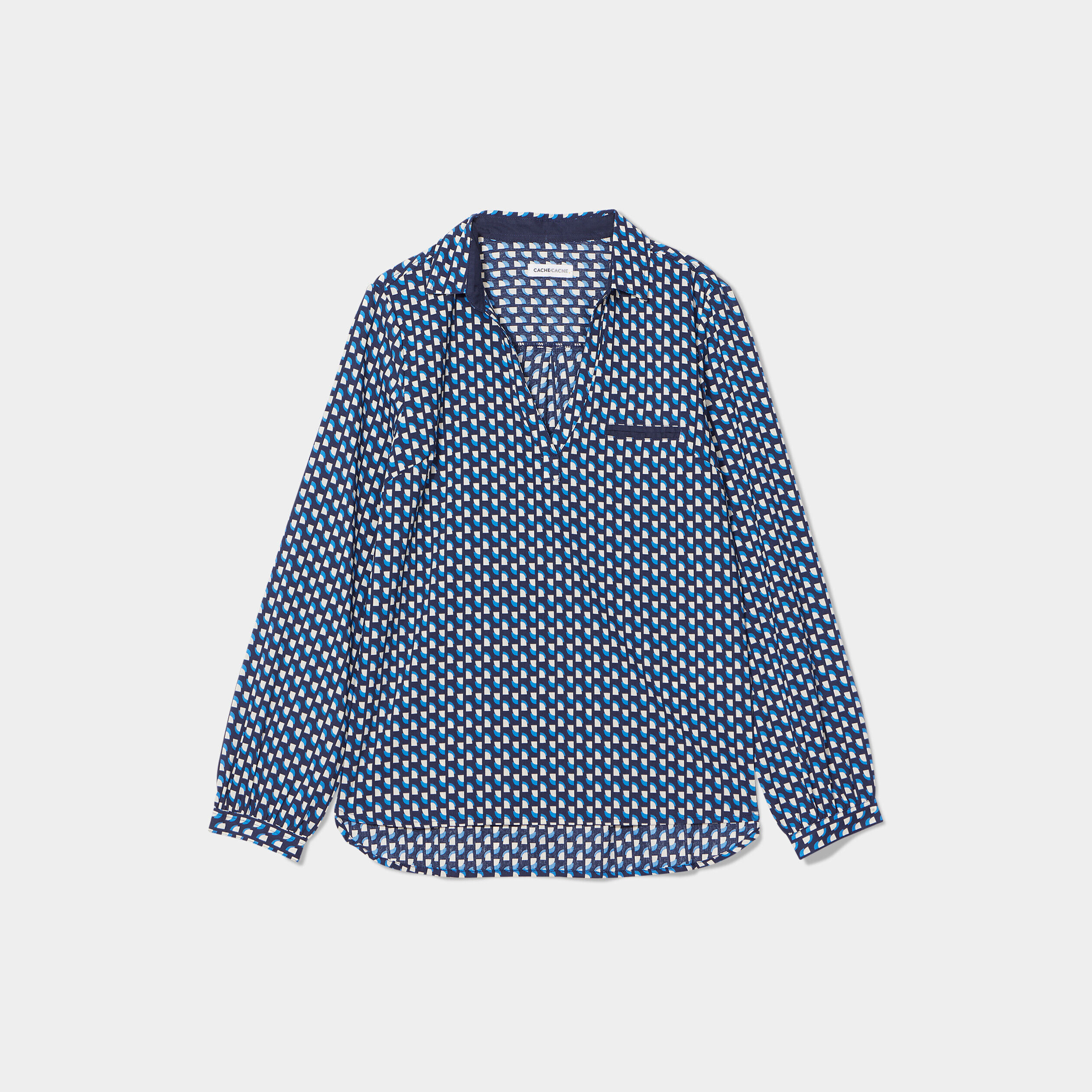 Blouse manches longues bleu marine femme | Cache Cache