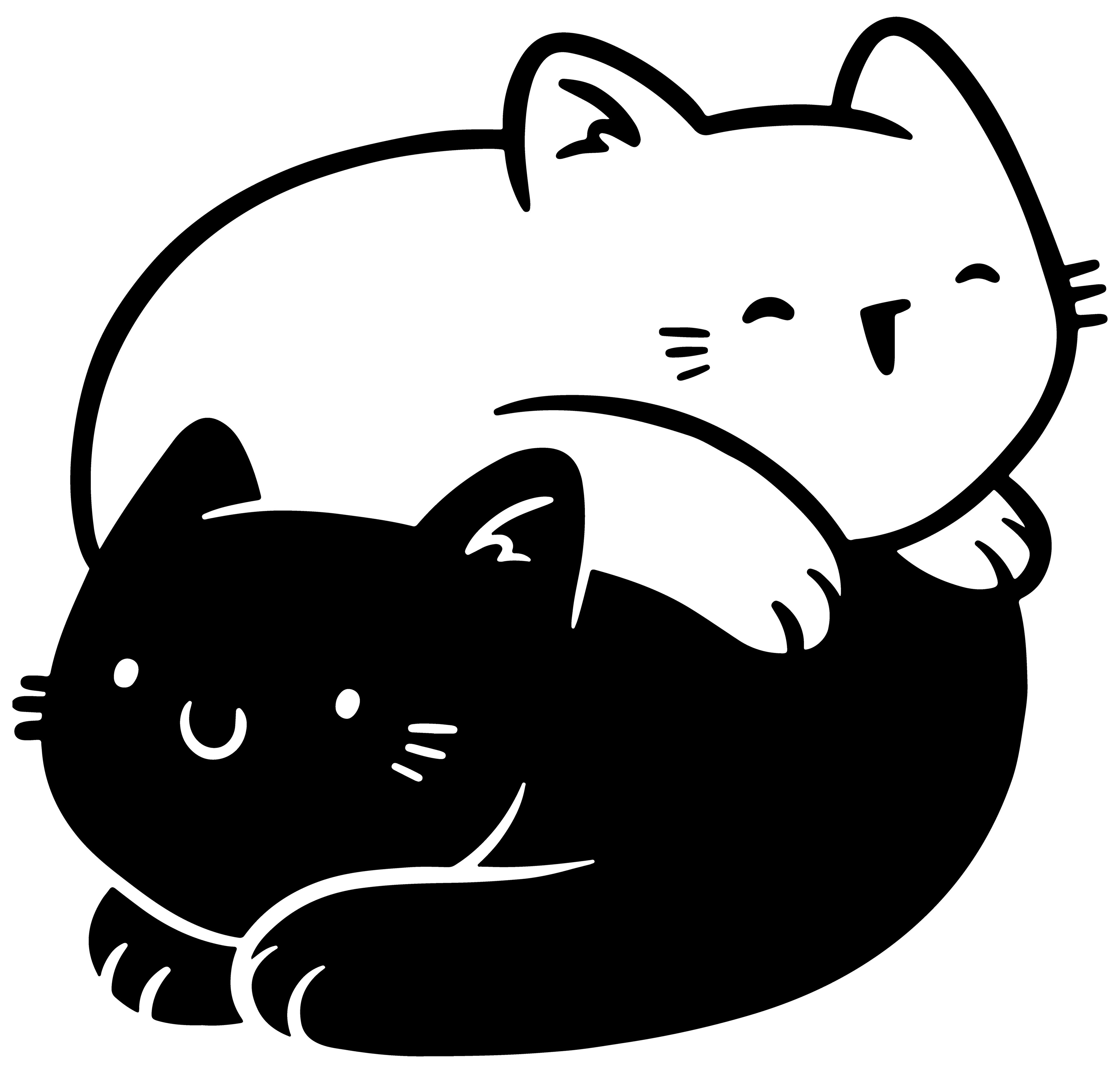 MyDesign24 Hoodie Kinder Sweatshirt mit Kapuze - Yin Yang Katzen Kapuzensweater mit Aufdruck, schwarz, i112