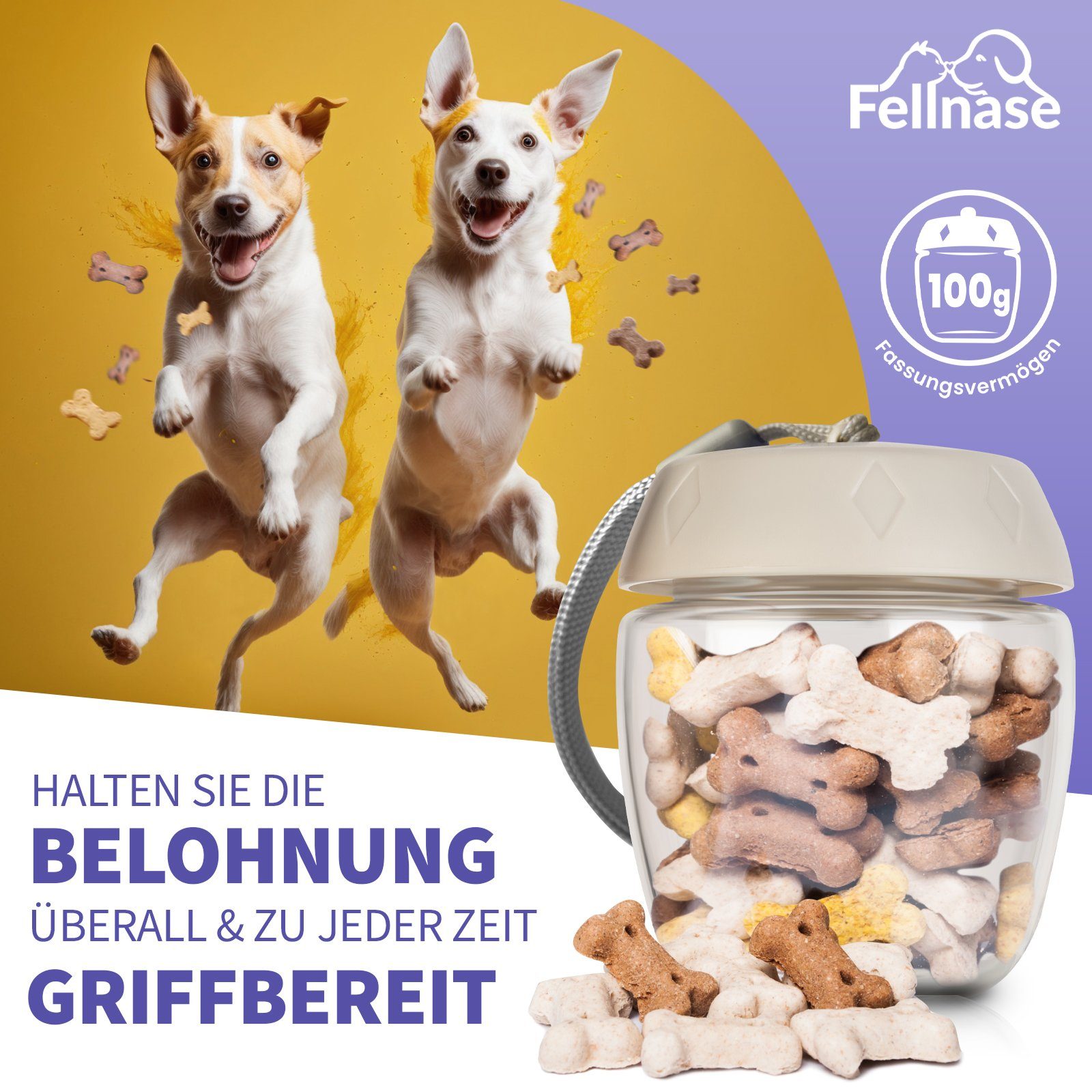Fellnase Hunde-Futterautomat Hunde Tinkflasche mit Futterbox 500 ml