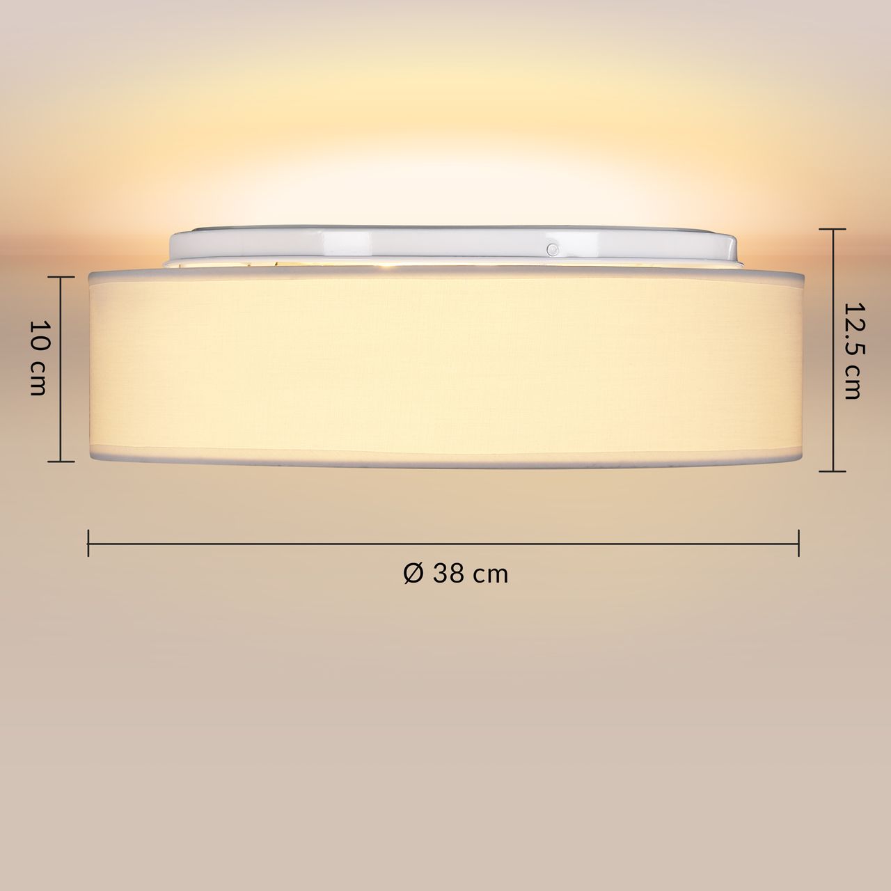 Casaria monzana® Deckenlampe Weiß Stoff Ø38cm
