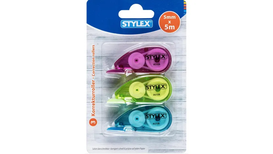 STYLEX Korrekturroller 5mm x 5m 3er Pack 18 m