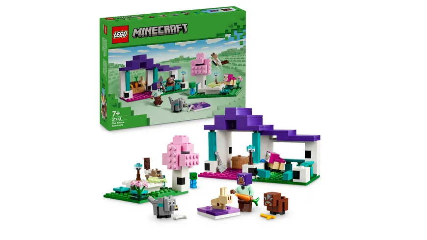 LEGO Minecraft 21253 Das Tierheim, Spielzeug mit Tieren zum Videospiel