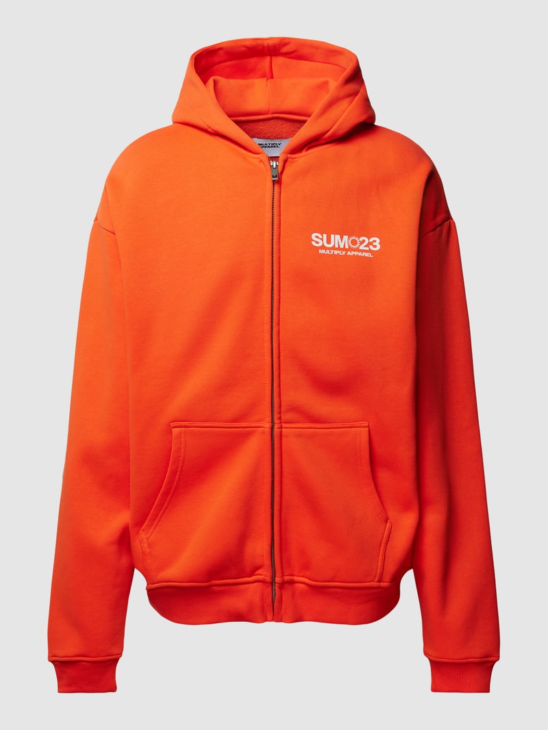 Oversized Sweatjacke mit Label-Print in dunkel orange