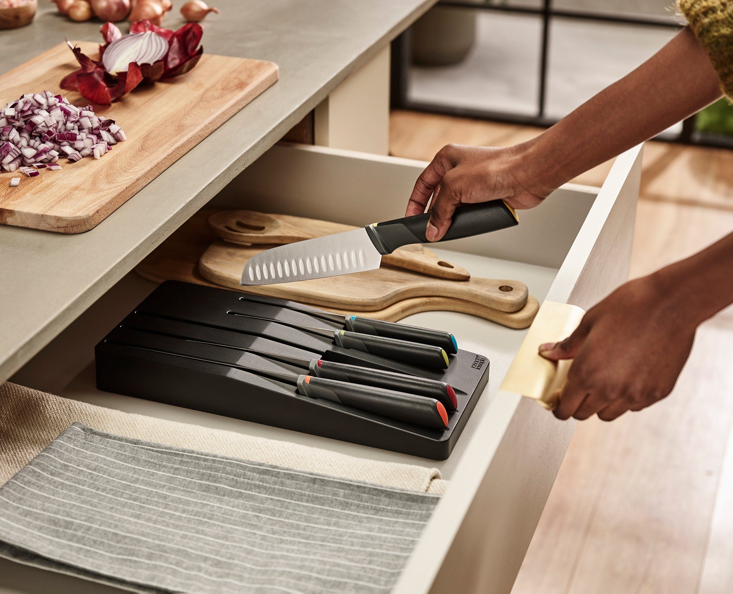 Joseph Joseph Messer-Set Elevate Knives Store (Set, 6-tlg), japanisches Edelstahl, Schubladeneinlage
