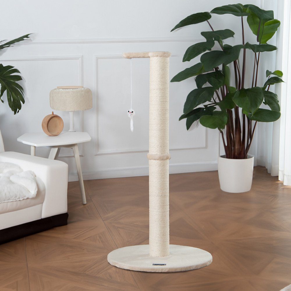HOME DELUXE Kratzbaum Kratzpfosten NEVA 101 x 49 x 49 cm, mit Sisalstamm & Spielzeug I Kratzstamm, Sisalstamm