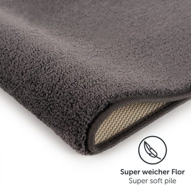 Badematte Badezimmerteppich rutschfest, weiche Badematte Blumtal, rutschsicher, strapazierfähig, waschbar, Polyester, Badvorleger in 50x80 cm - waschbar