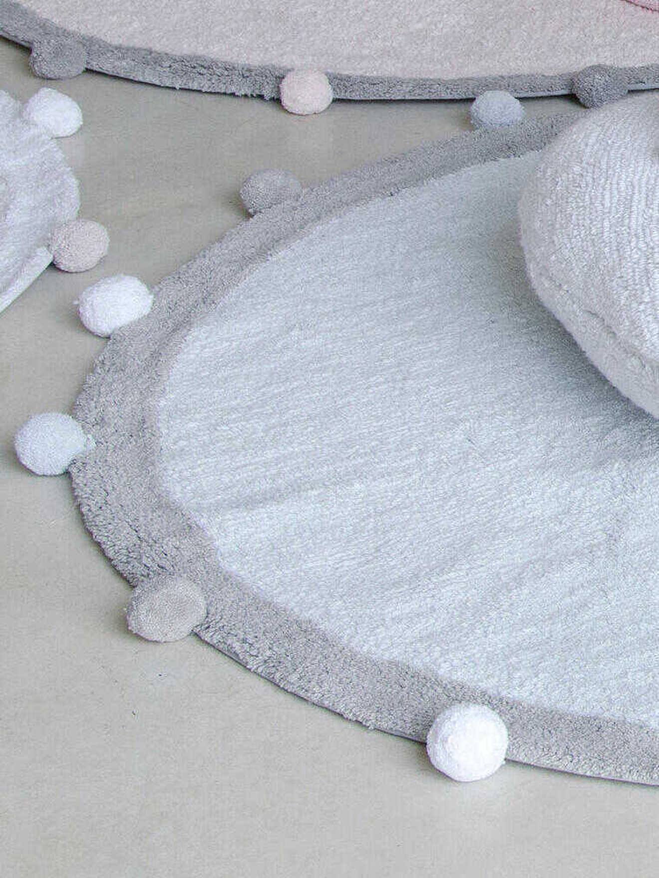Lorena Canals Runder Kinderzimmer-Teppich mit Pompons LORENA CANALS, Bio-Baumwolle - rosa