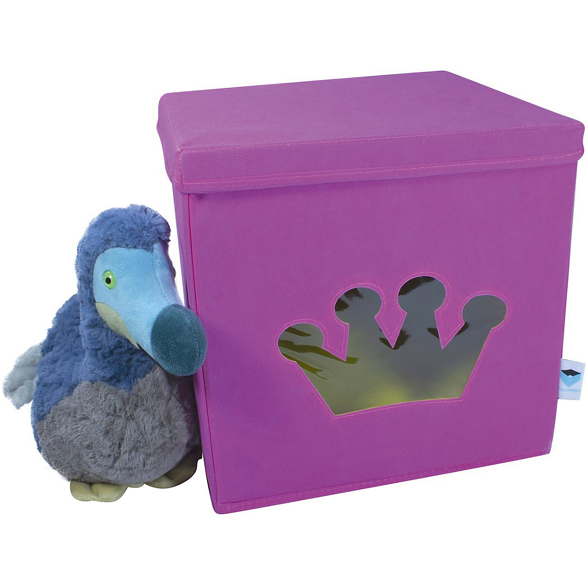 Aufbewahrungsbox Krone pink, mit Sichtfenster, 30 x 30 x 30 cm