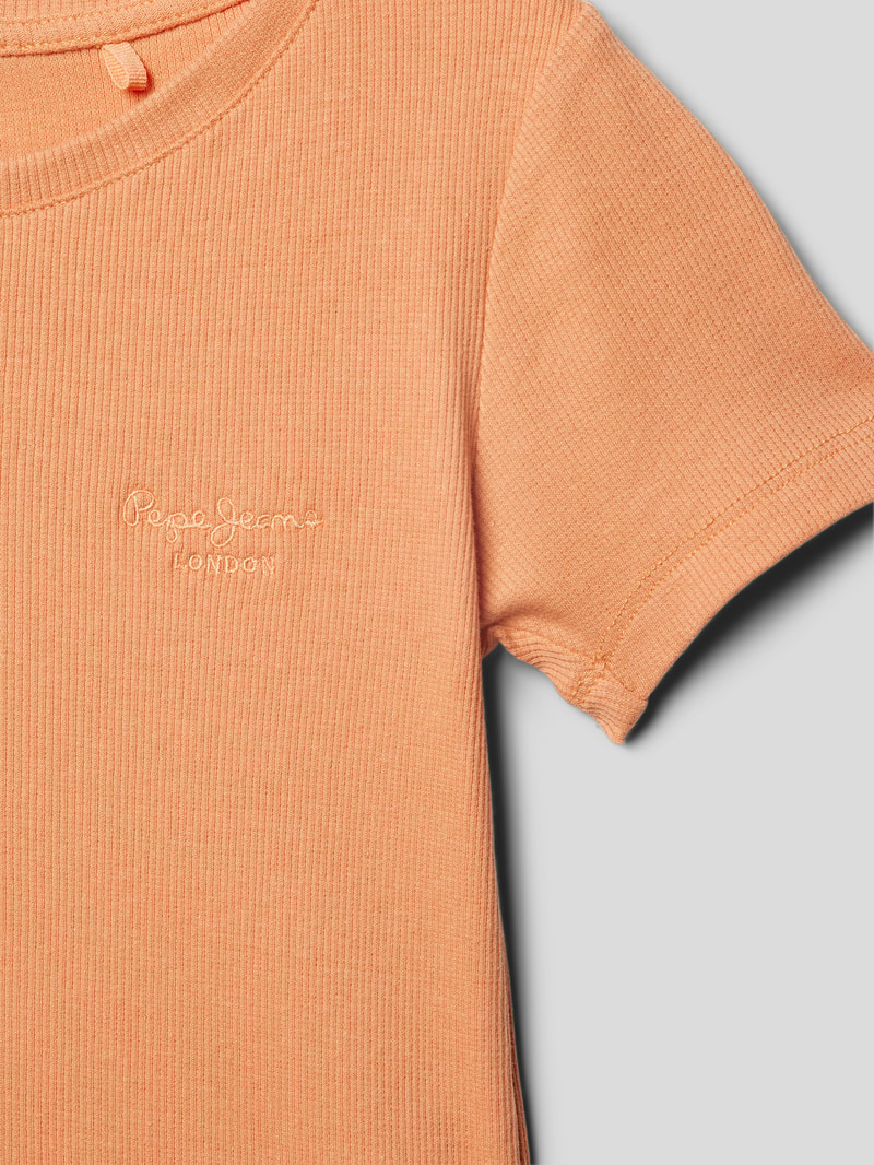 T-Shirt in Feinripp-Optik Modell 'GISBELLA' in apricot