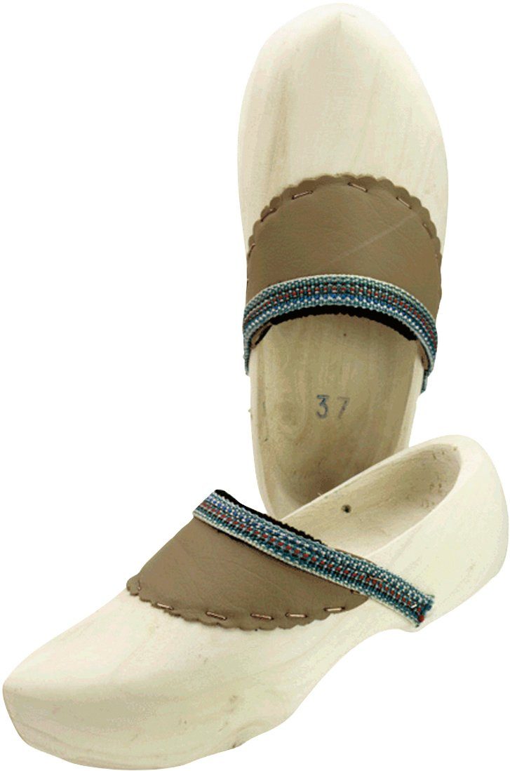 Hölscher Clog Holzschuh mit Lederbesatz