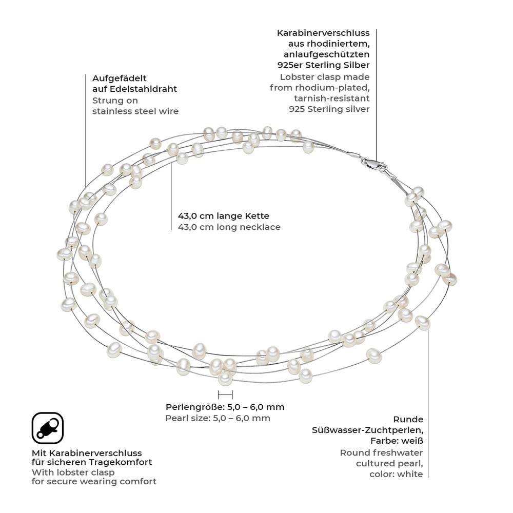 Valero Pearls Collier de perles Perle de culture d'eau douce Perle de culture d'eau douce en Bl collier