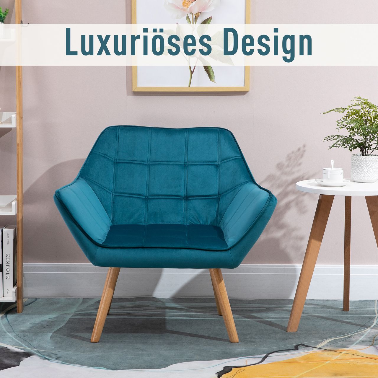HOMCOM Einzelsessel Ohrensessel Relaxsessel Grün 68,5 x 61 x 72,5 cm