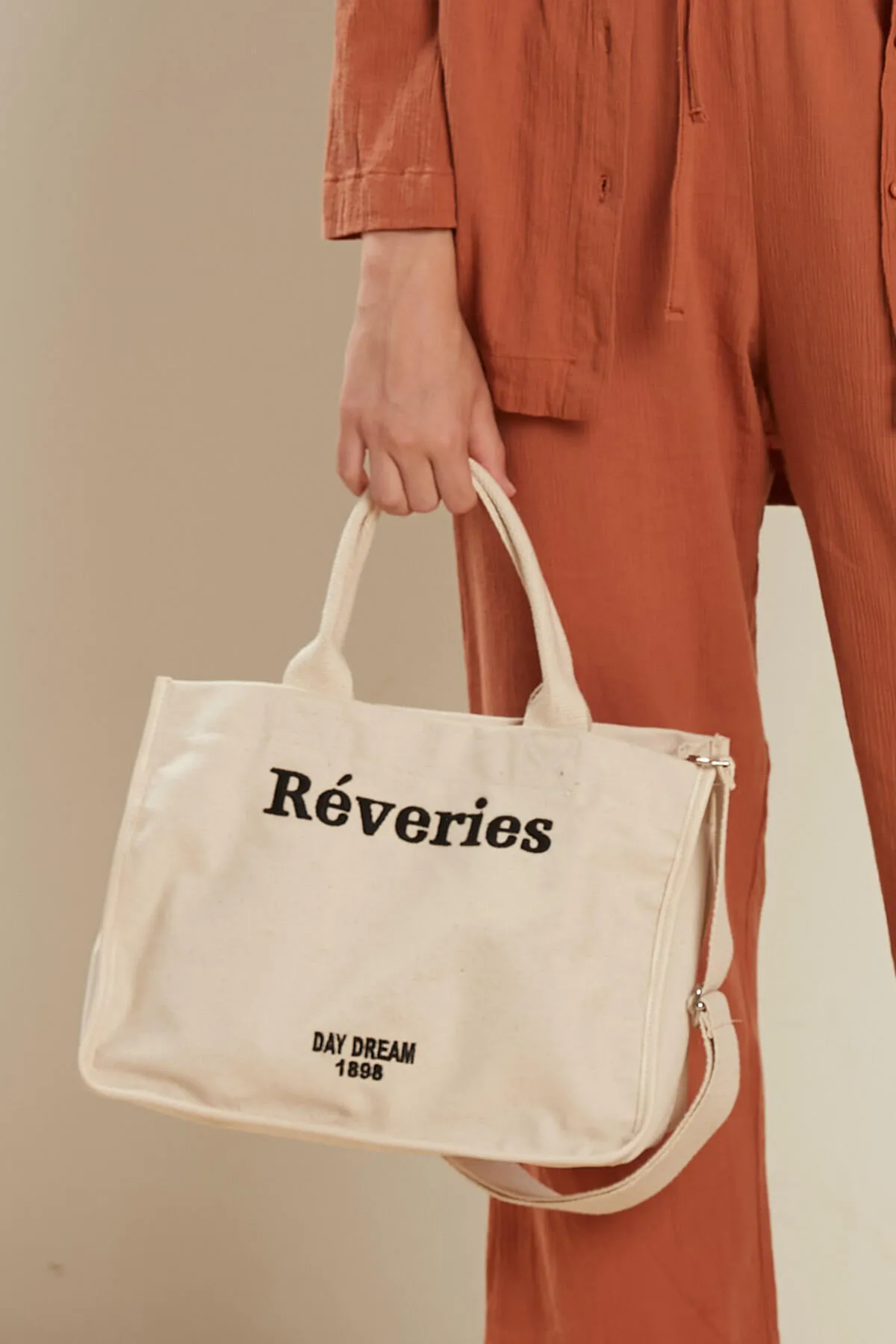 Manuka  Bestickte Canvas-Tasche Natur