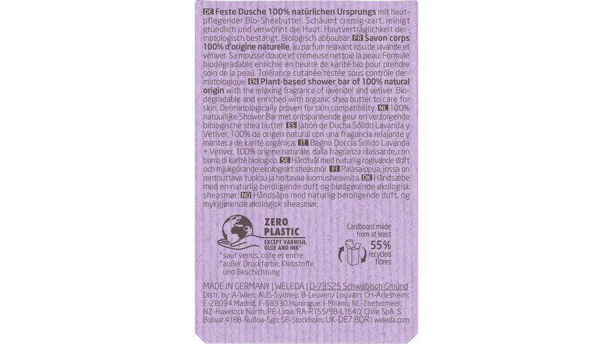 WELEDA Feste Duschpflege Lavender + Vetiver 75 g