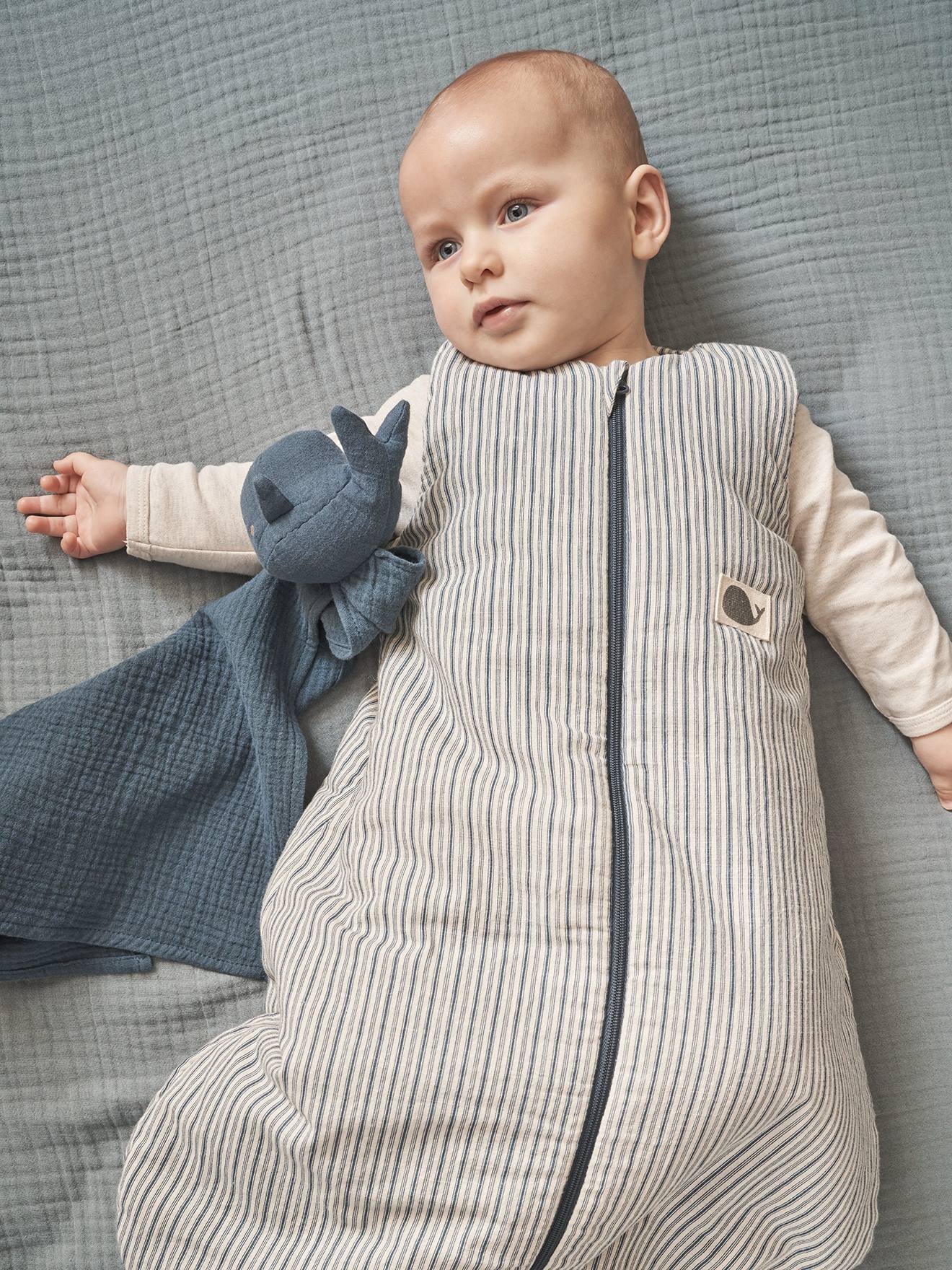 Vertbaudet Ärmelloser Baby Schlafsack NAVY SEA Oeko-Tex - blau gestreift