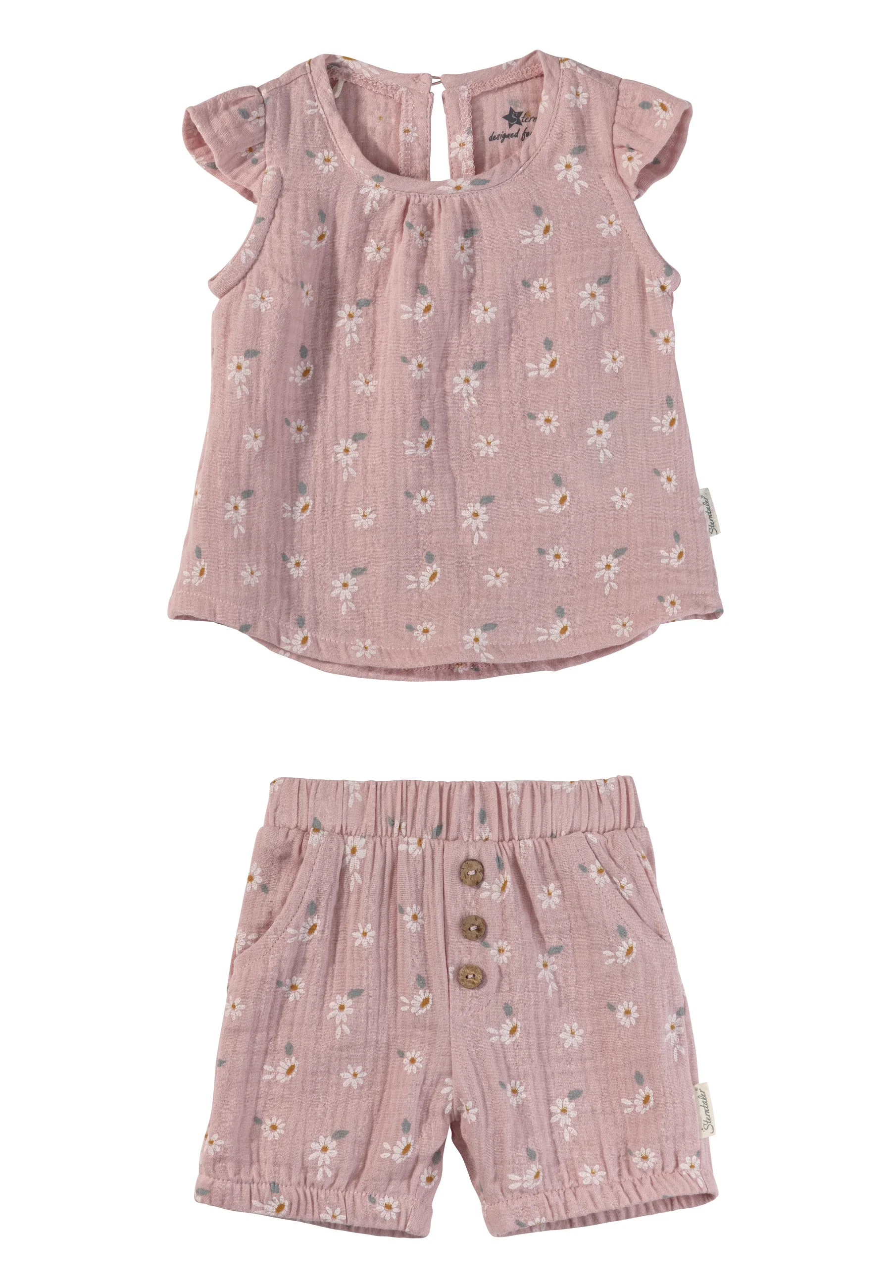 Set Shirt + Shorts bedruckt mit Gänseblümchen