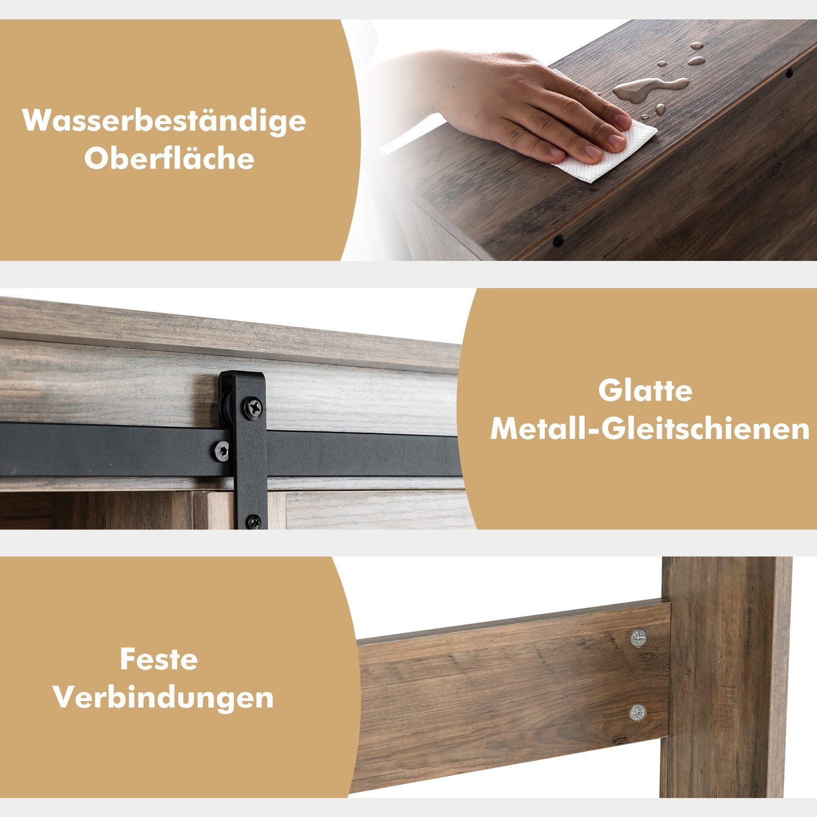 COSTWAY Waschmaschinenumbauschrank Badregal aus Holz, mit Schiebetür