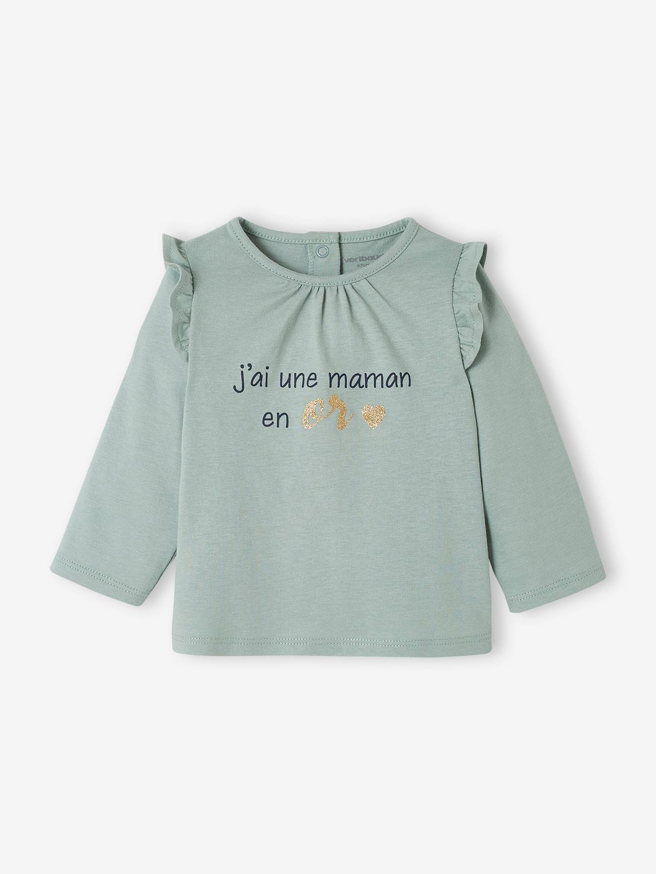 T-shirt à volants bébé manches longues ivoire