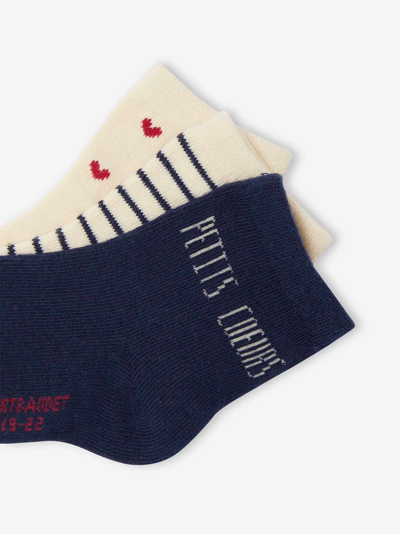 Vertbaudet 3er-Pack Mädchen Baby Socken mit Herzen Oeko-Tex - wollweiß