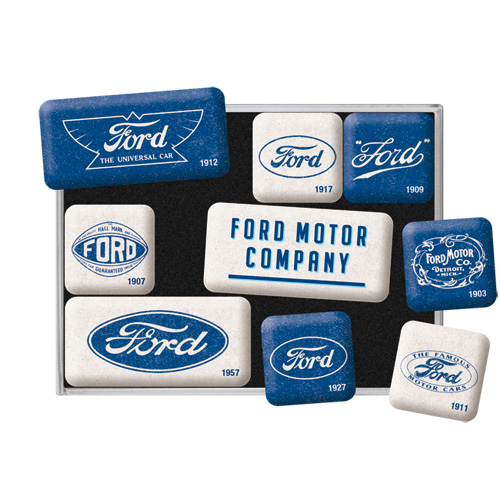 Nostalgic Art Magnet-Set, Motiv "Ford - Logo Evolution", 1 Stück, 9-teilig - ATU