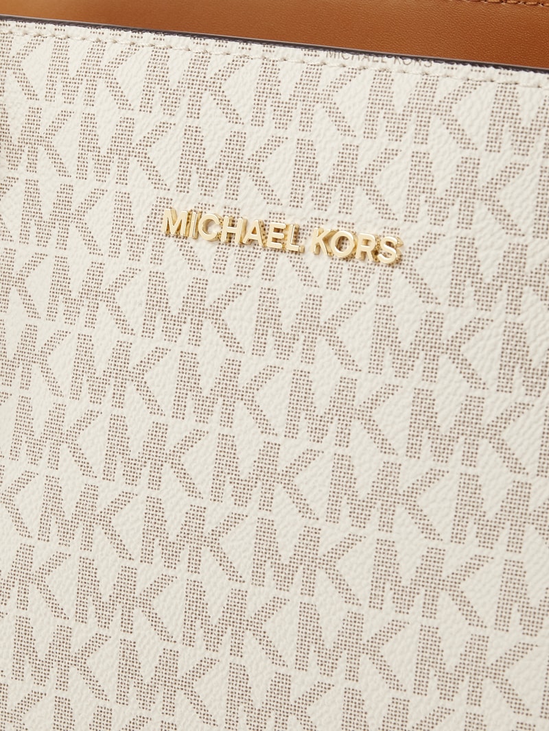 Shopper mit Logo-Muster in beige