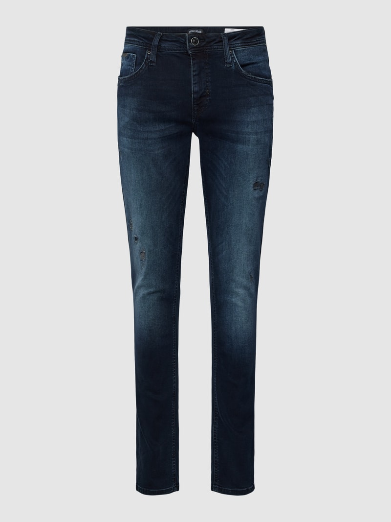 Tapered Fit Jeans im Destroyed-Look in hellblau