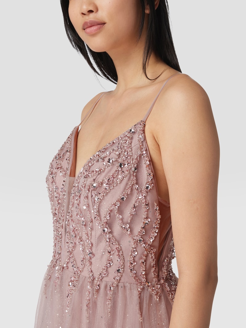 Abendkleid mit Glitter-Effekt in rosé
