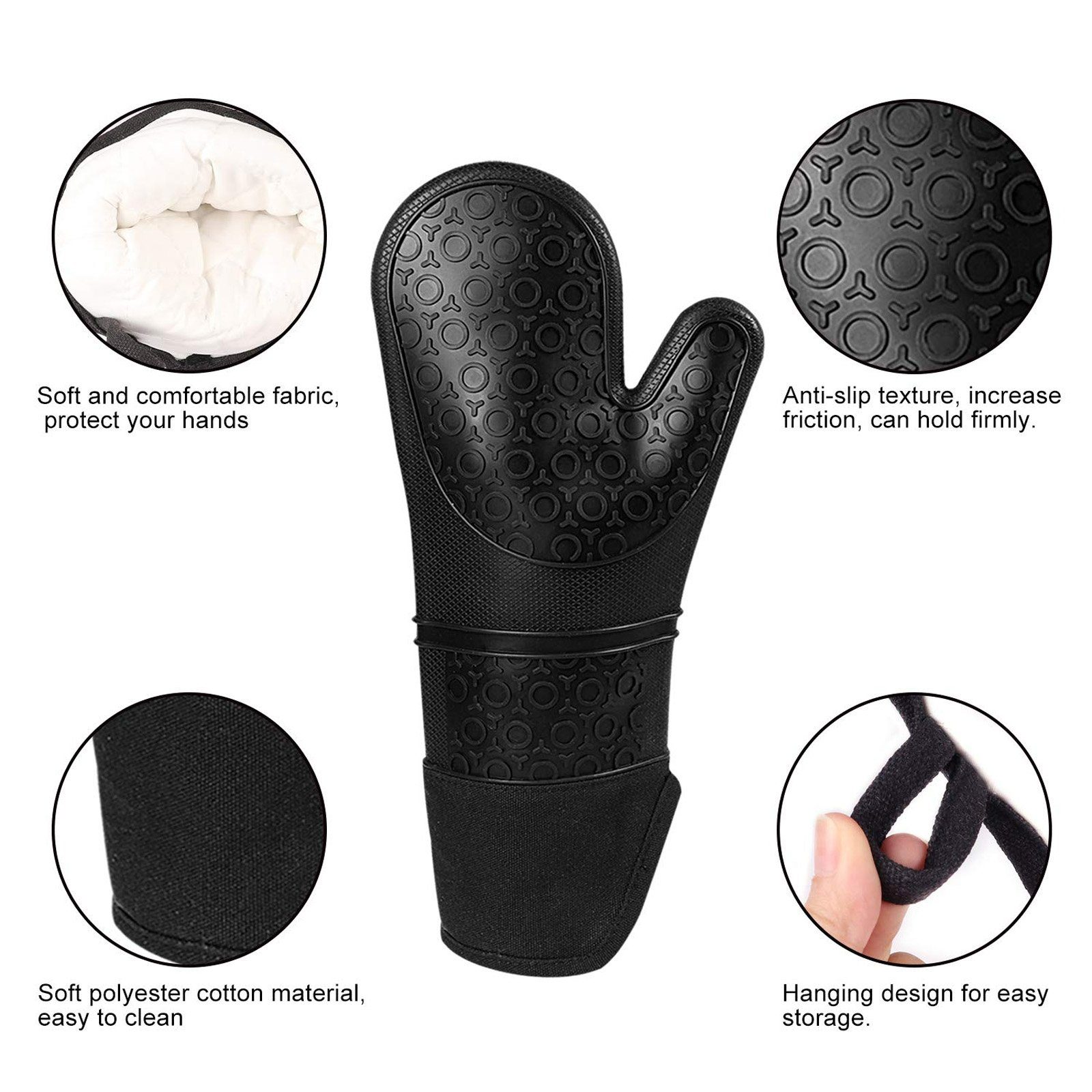 CALIYO Topflappen Ofenhandschuhe aus Silikon, 6er Set Topfhandschuhe, 230°C Hitzebeständige Backhandschuhe mit rutschfestem Silikonmuster