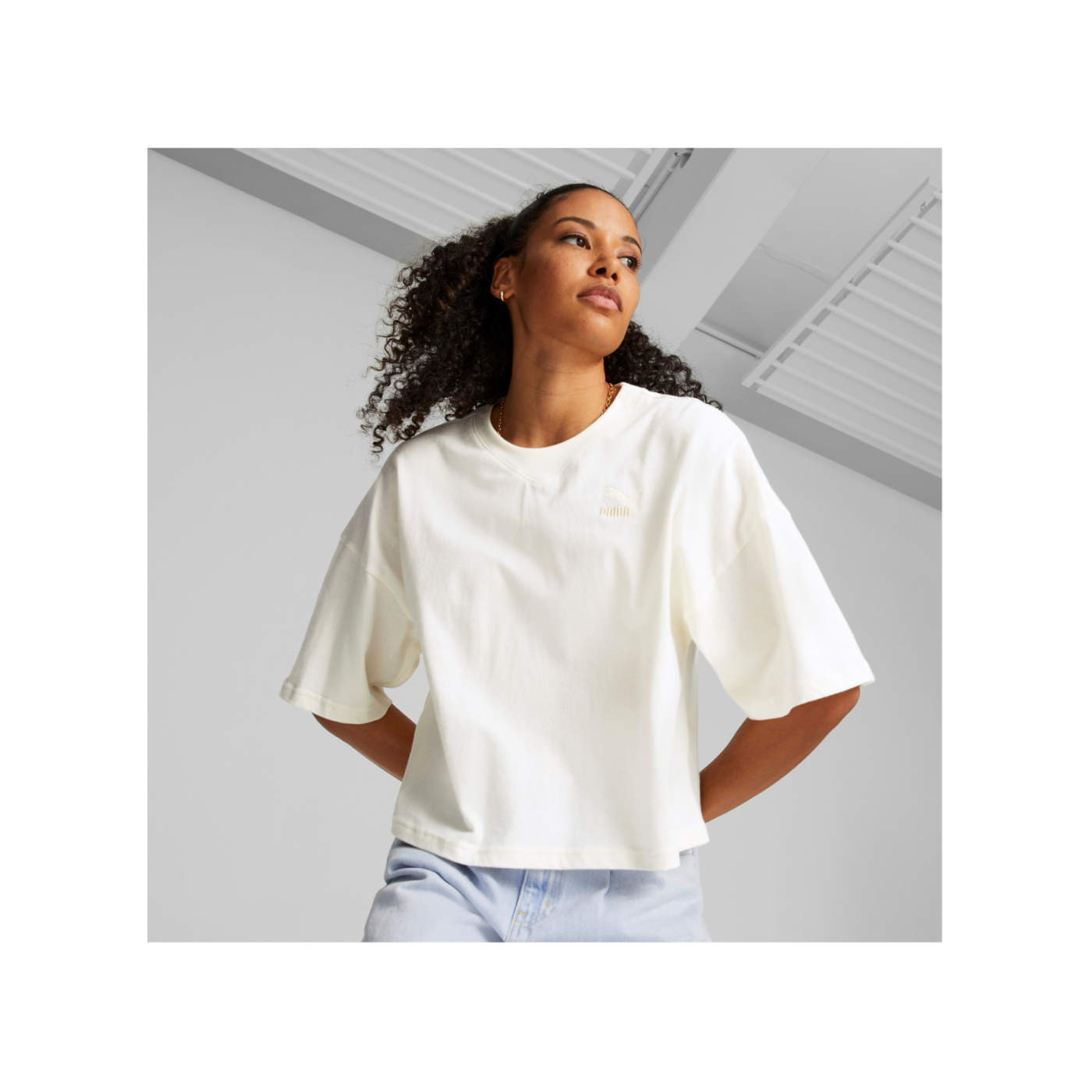 PUMA CLASSICS Oversized T-Shirt Damen Weiss F99