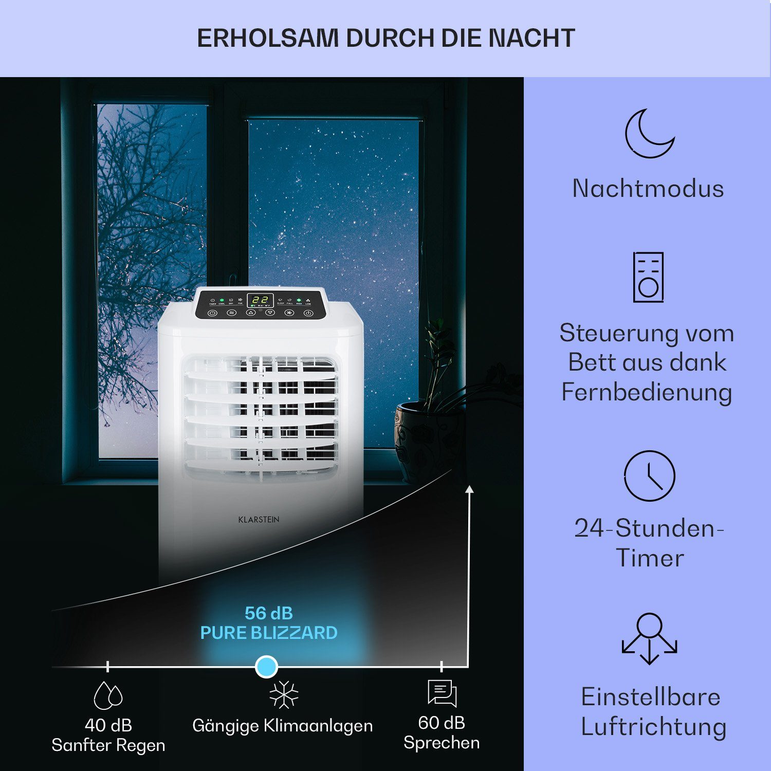 Klarstein Klimagerät Pure Blizzard 3 2G, Klimagerät mobil Air Conditioner Kühlgerät Luftkühler