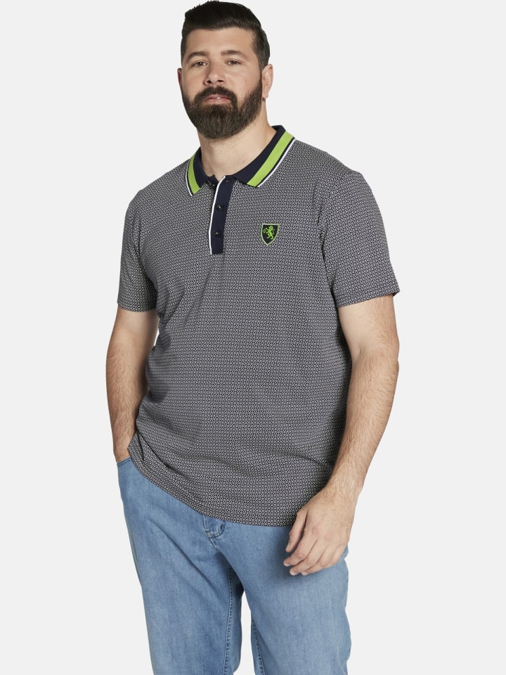 Charles Colby Poloshirt EARL CARNEY in dunkelblau gemustert günstig kaufen