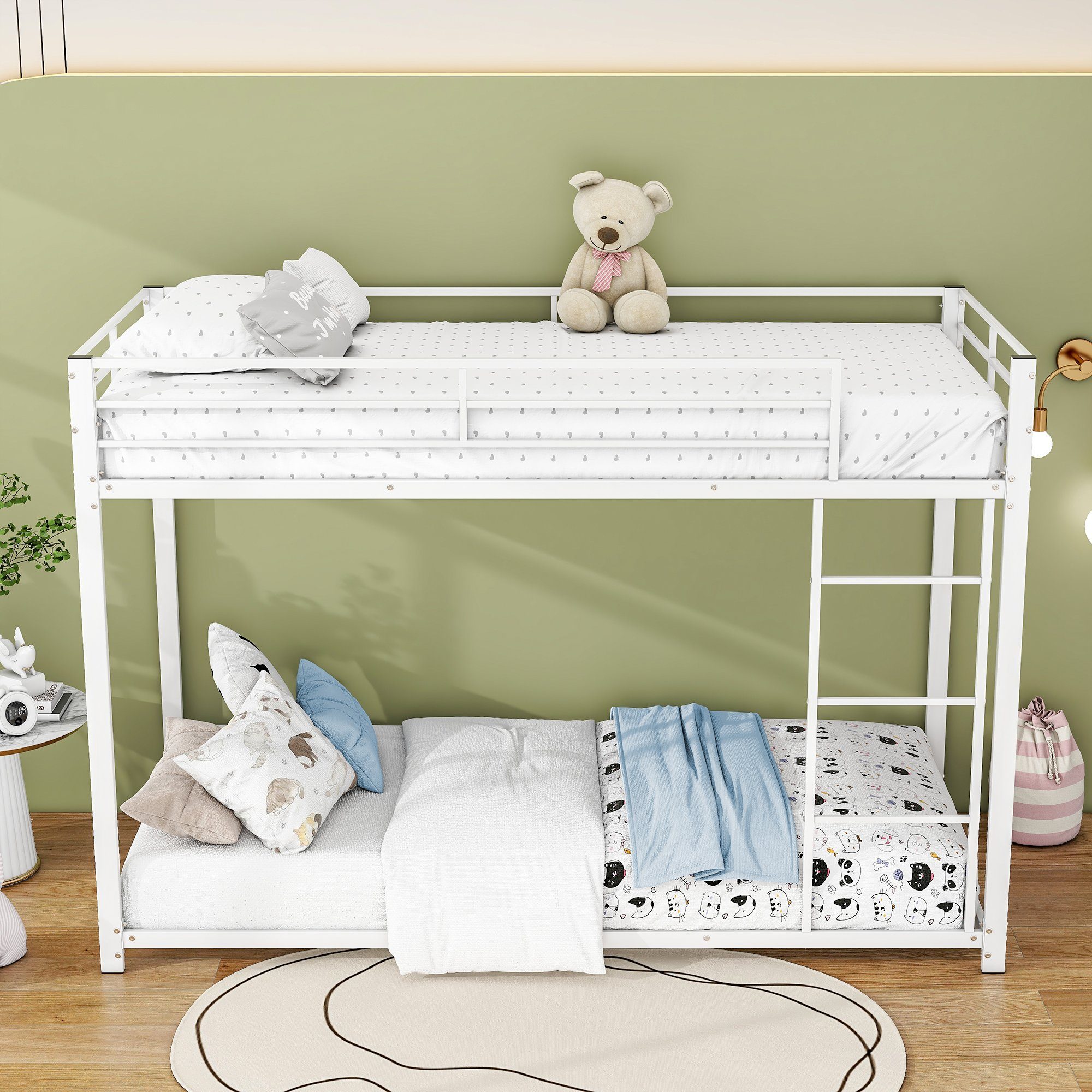 HAUSS SPLOE Etagenbett Etagenbett Metallbett Kinderbett Hochbett Bettrahmen Einzelbett (90*200 cm, Eisenetagenbetten in klassischer Form), ohne Matratze