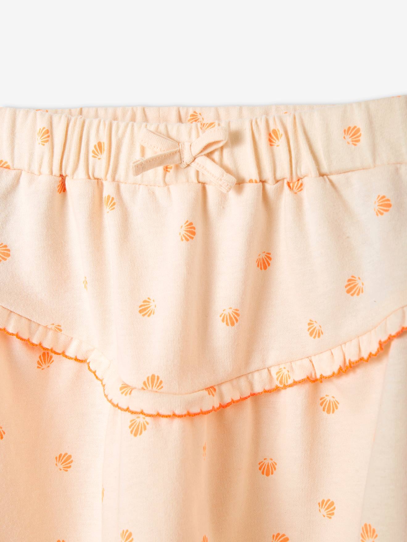 Jupe motifs coquillages fille rose imprimé