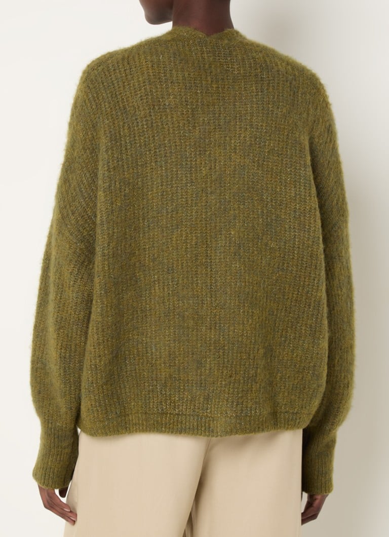 Americký vintage pletený otevřený kardigan ze směsi alpaky