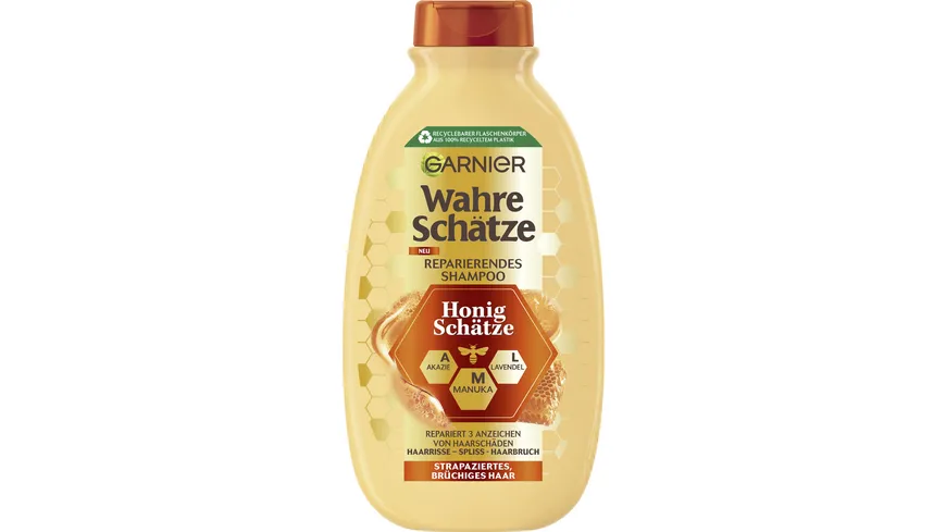 GARNIER Wahre Schätze Shampoo Honig Schätze - Intensivpflege mit Akazienhonig für strapaziertes und brüchiges Haar 300 ml