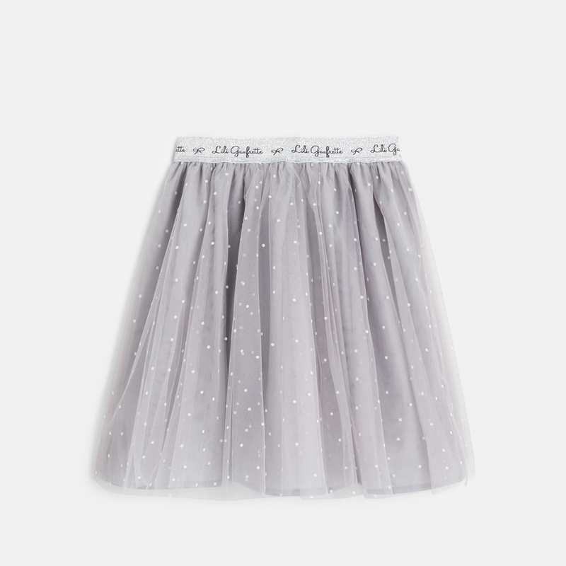 Jupon gris en tulle à pois Lili Gaufrette