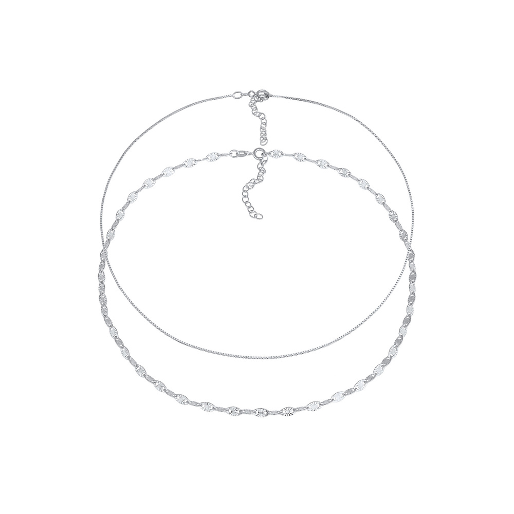 Elli Elli Collier Set de collier pour dames en argent sterling 925, plaquette de chaîn collier